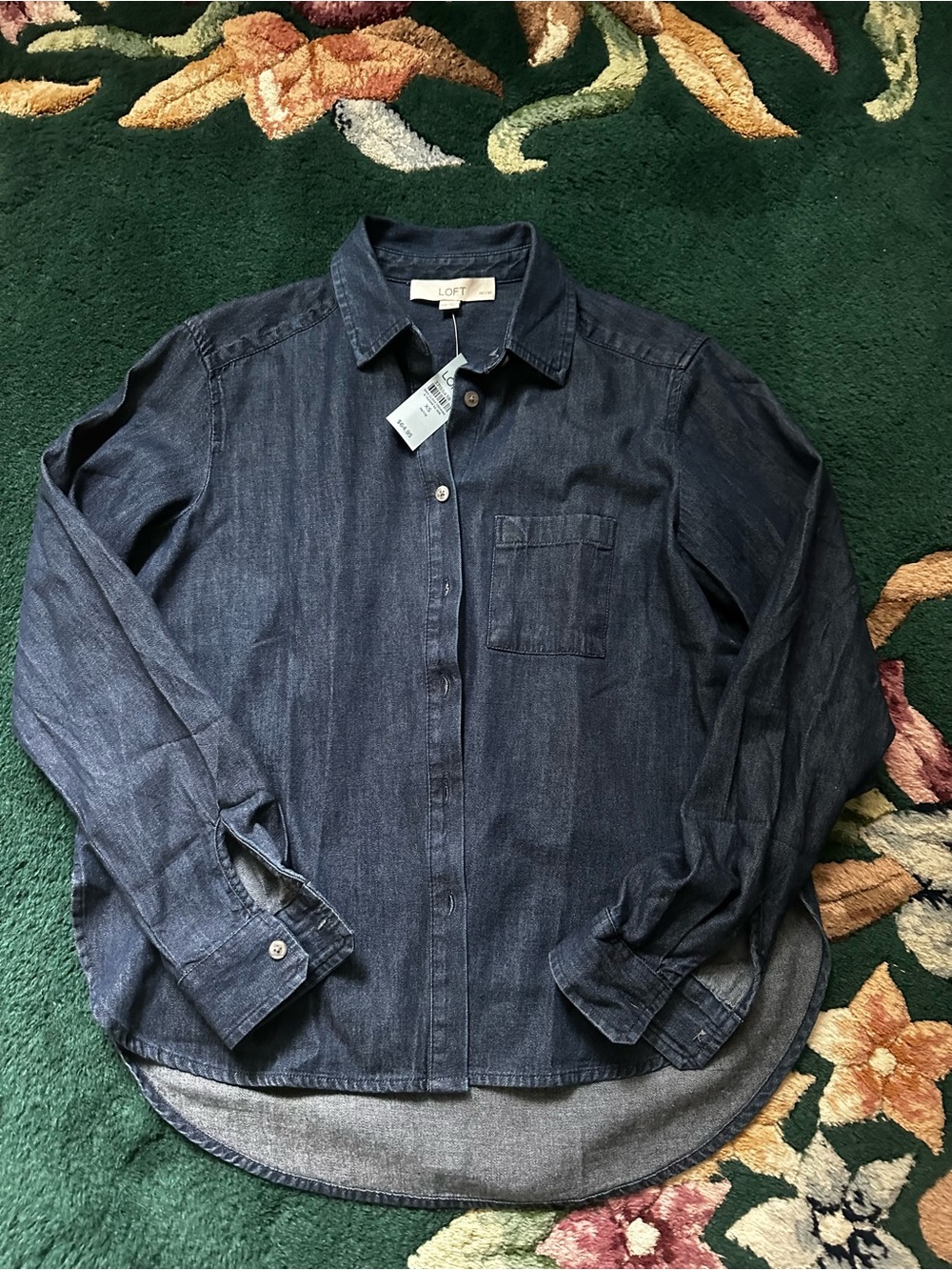 LOFT Indigo Chambray Button-Up Shirt